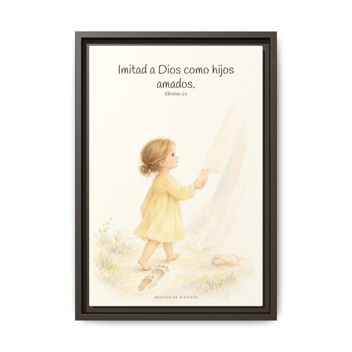 Imitad a Dios como hijos amados — Lienzo Cristiano Enmarcado | Efesios 5:1 — 12×18 pulgadas, marco espresso, vista frontal