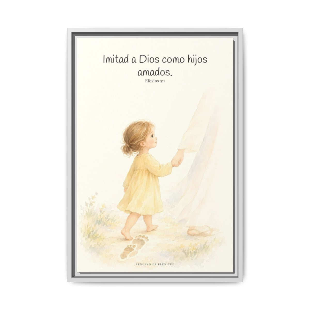 Imitad a Dios como hijos amados — Lienzo Cristiano Enmarcado | Efesios 5:1 — 16×24 pulgadas, marco blanco, vista frontal