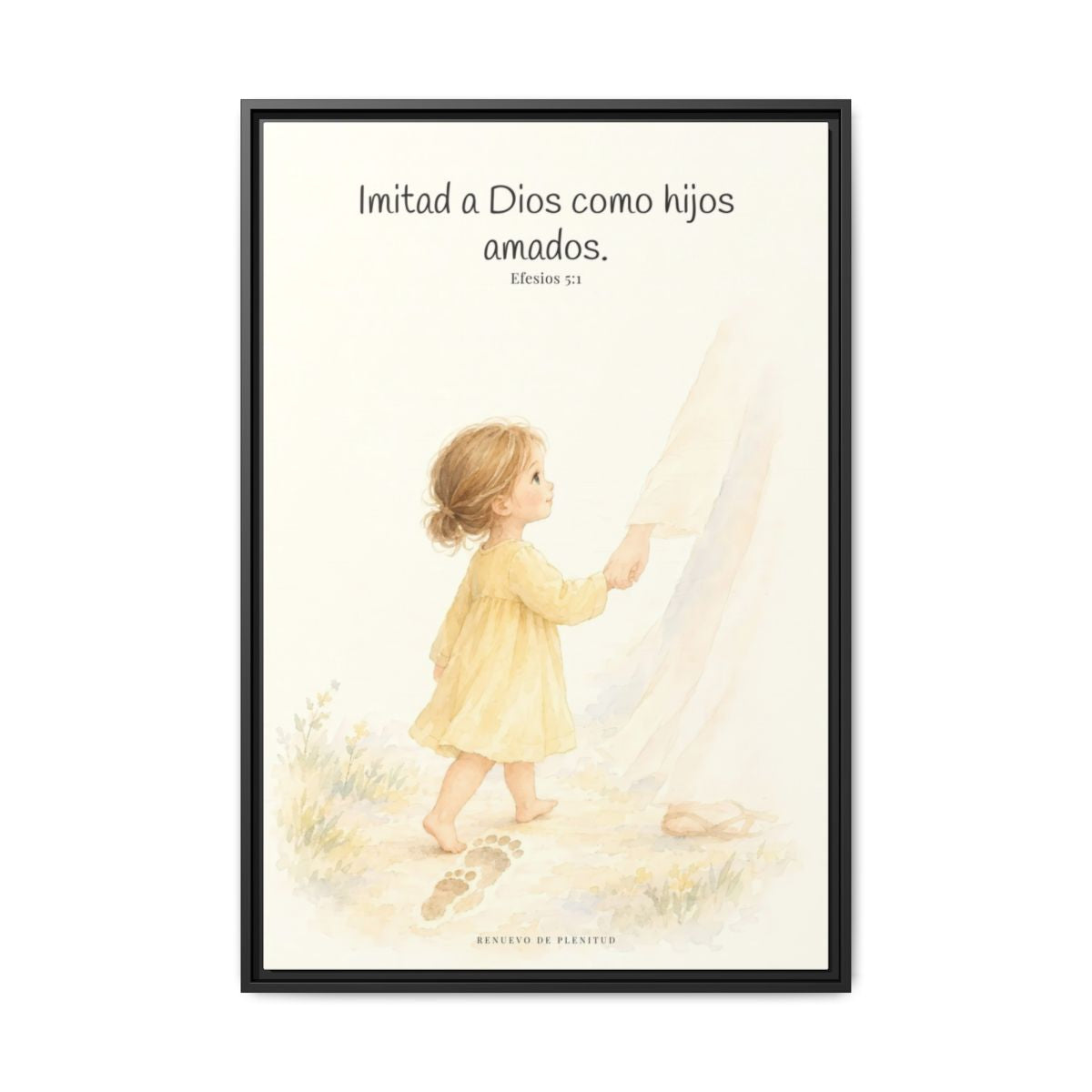 Imitad a Dios como hijos amados — Lienzo Cristiano Enmarcado | Efesios 5:1 — 24×36 pulgadas, marco negro, vista frontal