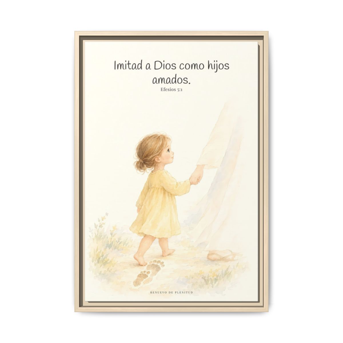 Imitad a Dios como hijos amados — Lienzo Cristiano Enmarcado | Efesios 5:1 — 16×24 pulgadas, marco natural, vista frontal