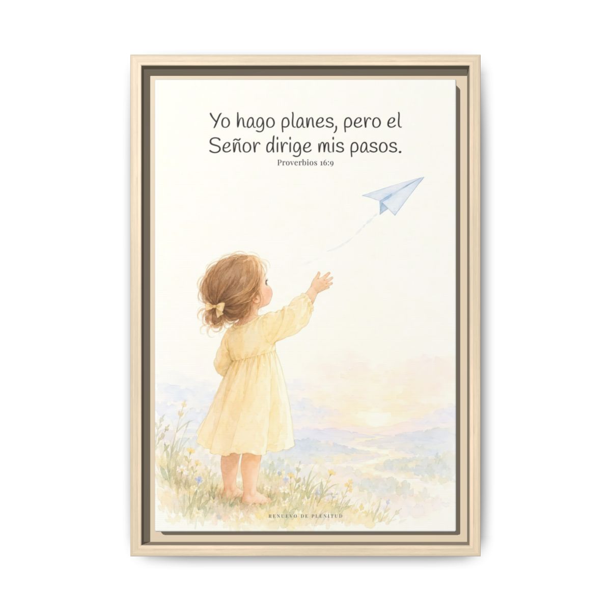 Jehová dirige mis pasos — Lienzo Cristiano Enmarcado | Proverbios 16:9 — 12×18 pulgadas, marco natural, vista frontal
