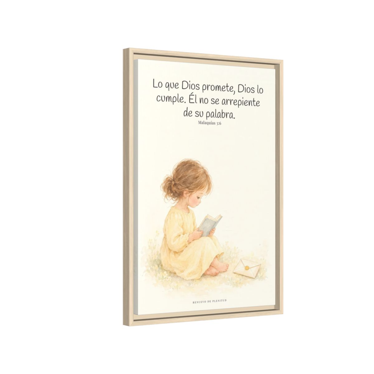 Jehová es el Dios que mantiene su palabra — Lienzo Cristiano Enmarcado | Malaquías 3:6 — 16×24 pulgadas, marco natural, vista lateral del marco flotante