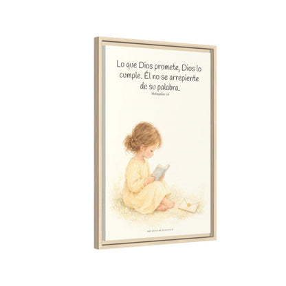 Jehová es el Dios que mantiene su palabra — Lienzo Cristiano Enmarcado | Malaquías 3:6 — 16×24 pulgadas, marco natural, vista lateral del marco flotante