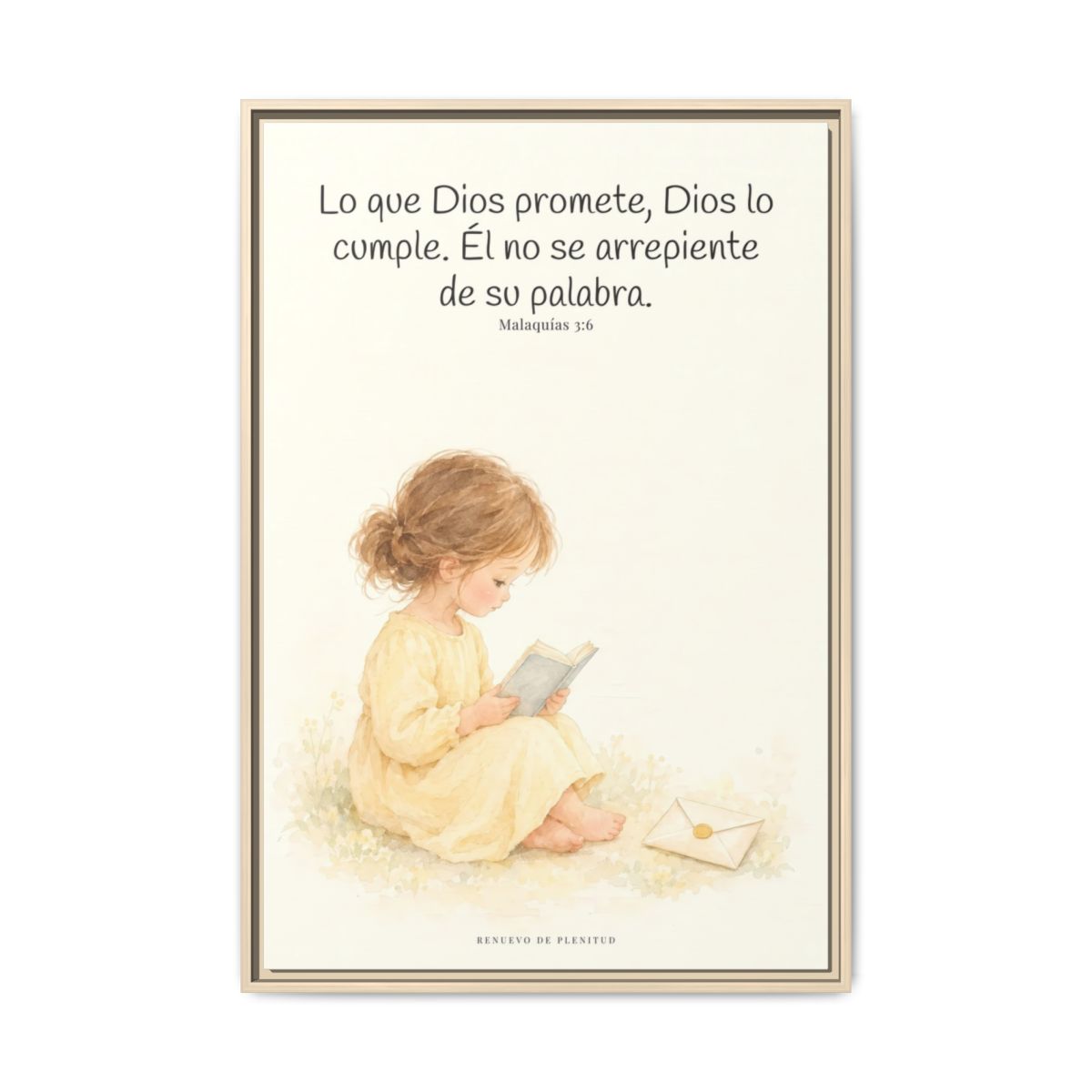 Jehová es el Dios que mantiene su palabra — Lienzo Cristiano Enmarcado | Malaquías 3:6 — 24×36 pulgadas, marco natural, vista frontal