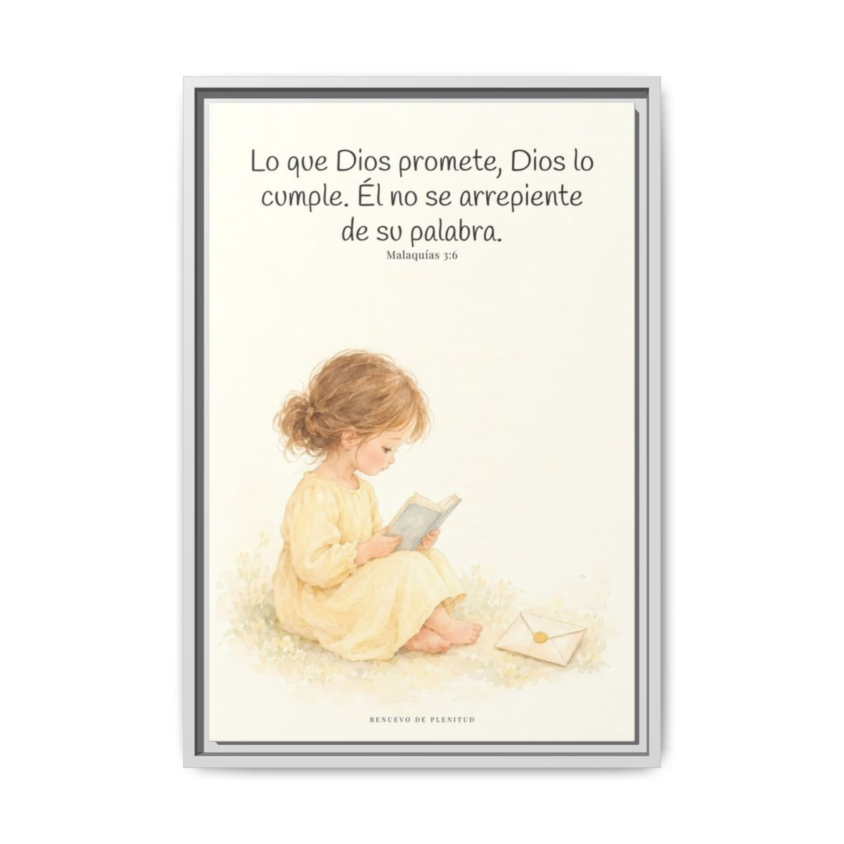 Jehová es el Dios que mantiene su palabra — Lienzo Cristiano Enmarcado | Malaquías 3:6 — 16×24 pulgadas, marco blanco, vista frontal