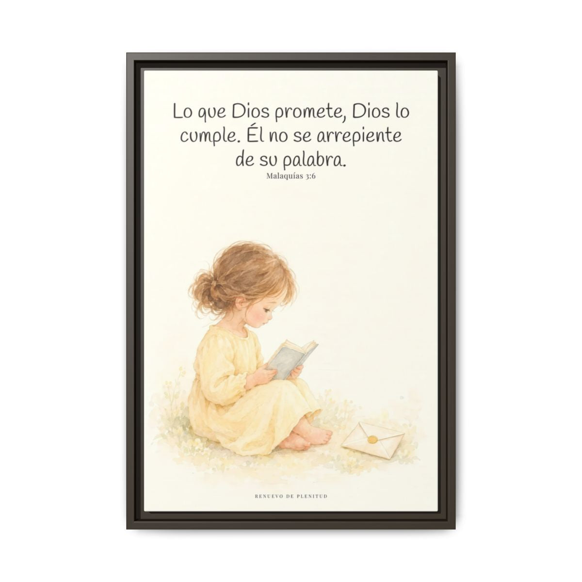 Jehová es el Dios que mantiene su palabra — Lienzo Cristiano Enmarcado | Malaquías 3:6 — 16×24 pulgadas, marco espresso, vista frontal