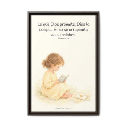 Jehová es el Dios que mantiene su palabra — Lienzo Cristiano Enmarcado | Malaquías 3:6 — 16×24 pulgadas, marco espresso, vista frontal