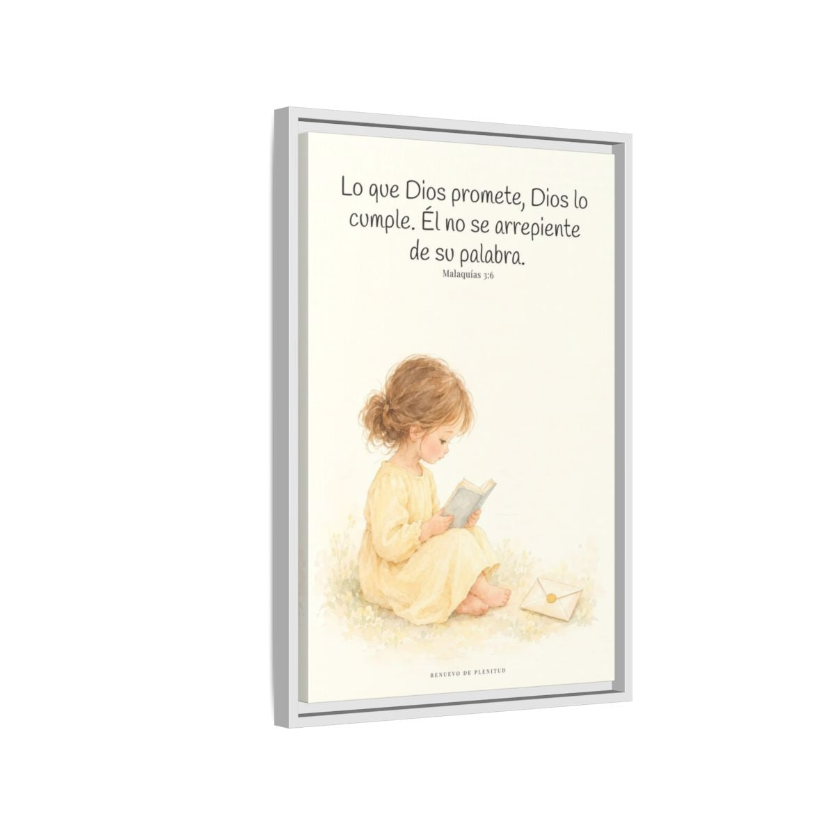 Jehová es el Dios que mantiene su palabra — Lienzo Cristiano Enmarcado | Malaquías 3:6 — 16×24 pulgadas, marco blanco, vista lateral del marco flotante
