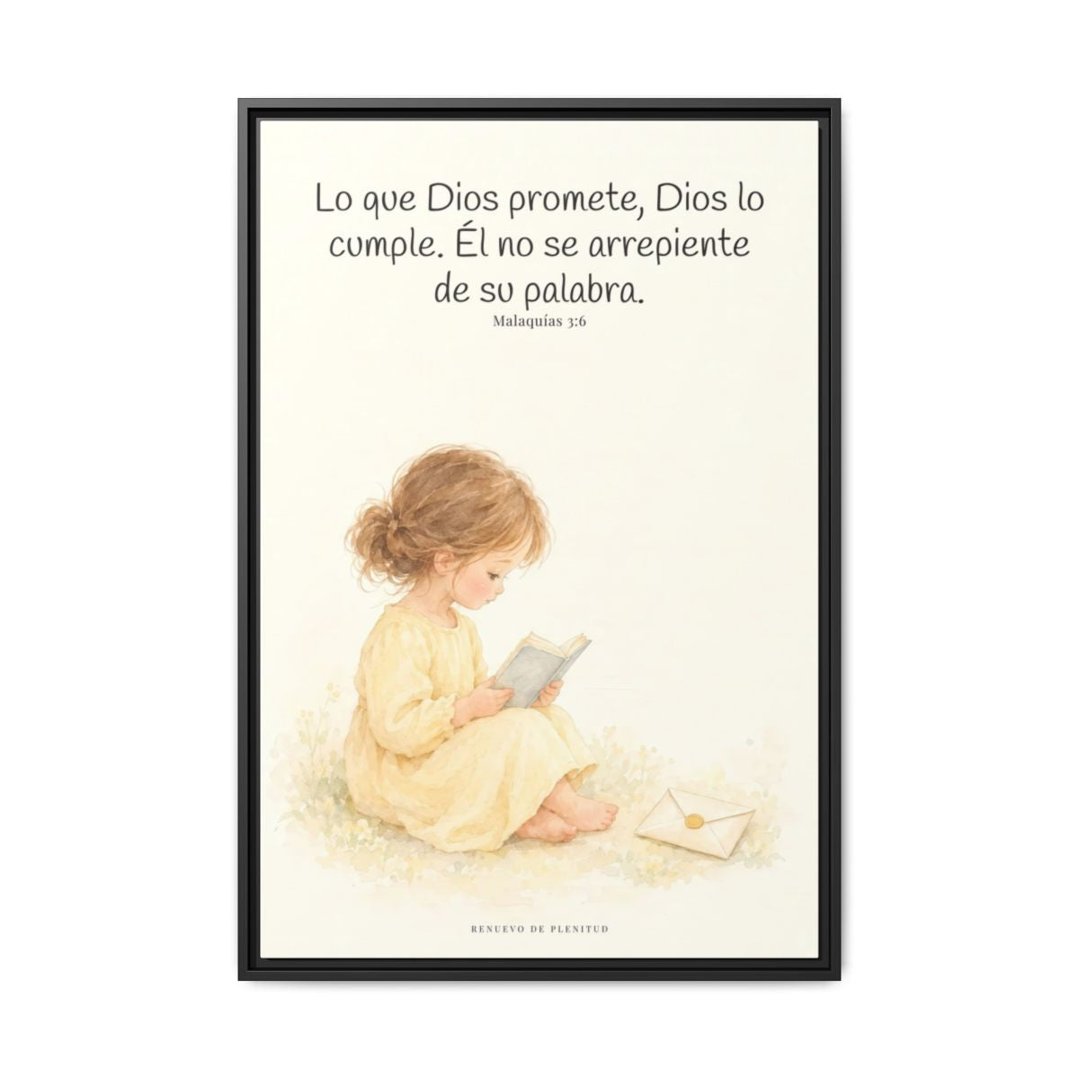 Jehová es el Dios que mantiene su palabra — Lienzo Cristiano Enmarcado | Malaquías 3:6 — 24×36 pulgadas, marco negro, vista frontal