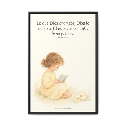Jehová es el Dios que mantiene su palabra — Lienzo Cristiano Enmarcado | Malaquías 3:6 — 24×36 pulgadas, marco negro, vista frontal