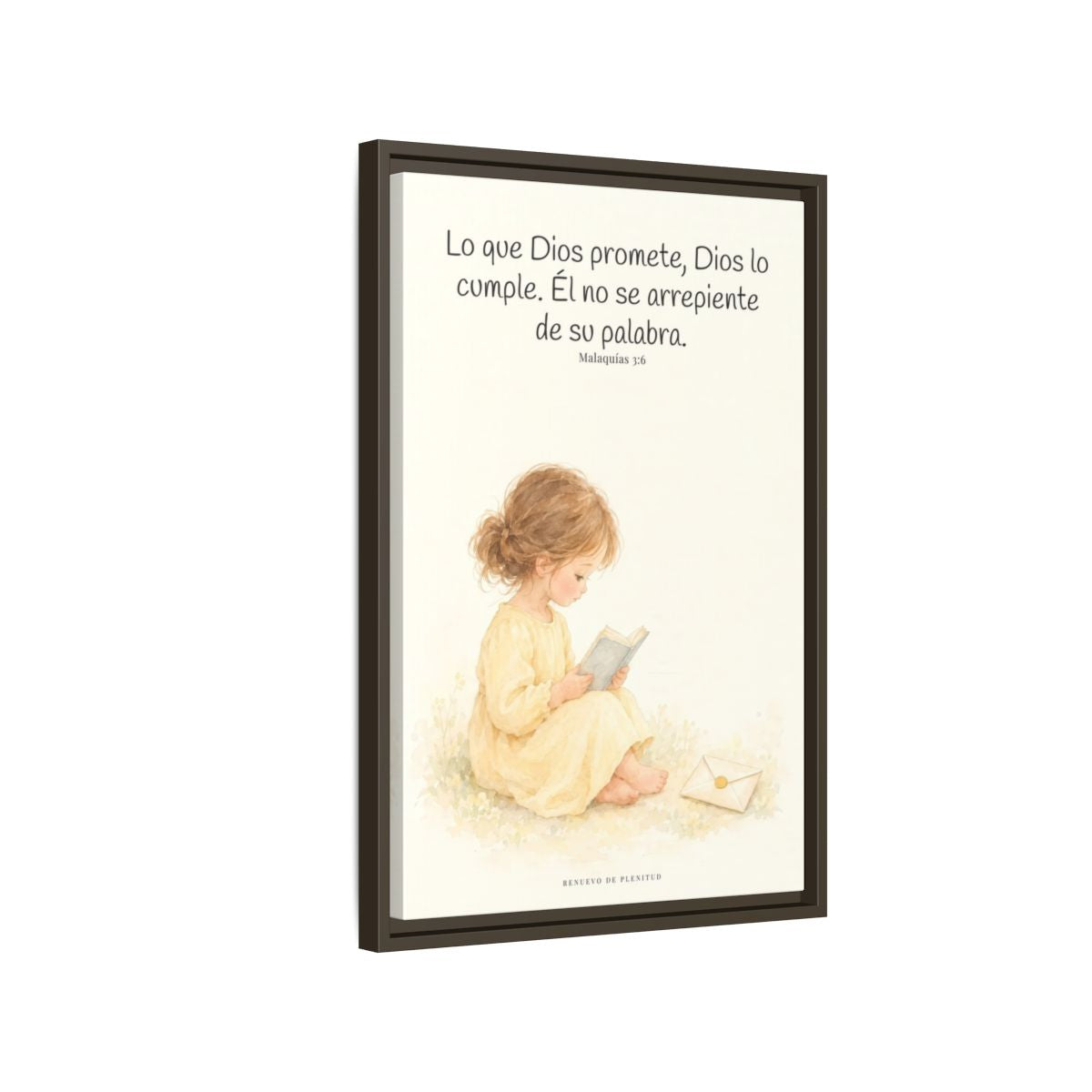 Jehová es el Dios que mantiene su palabra — Lienzo Cristiano Enmarcado | Malaquías 3:6 — 16×24 pulgadas, marco espresso, vista lateral del marco flotante