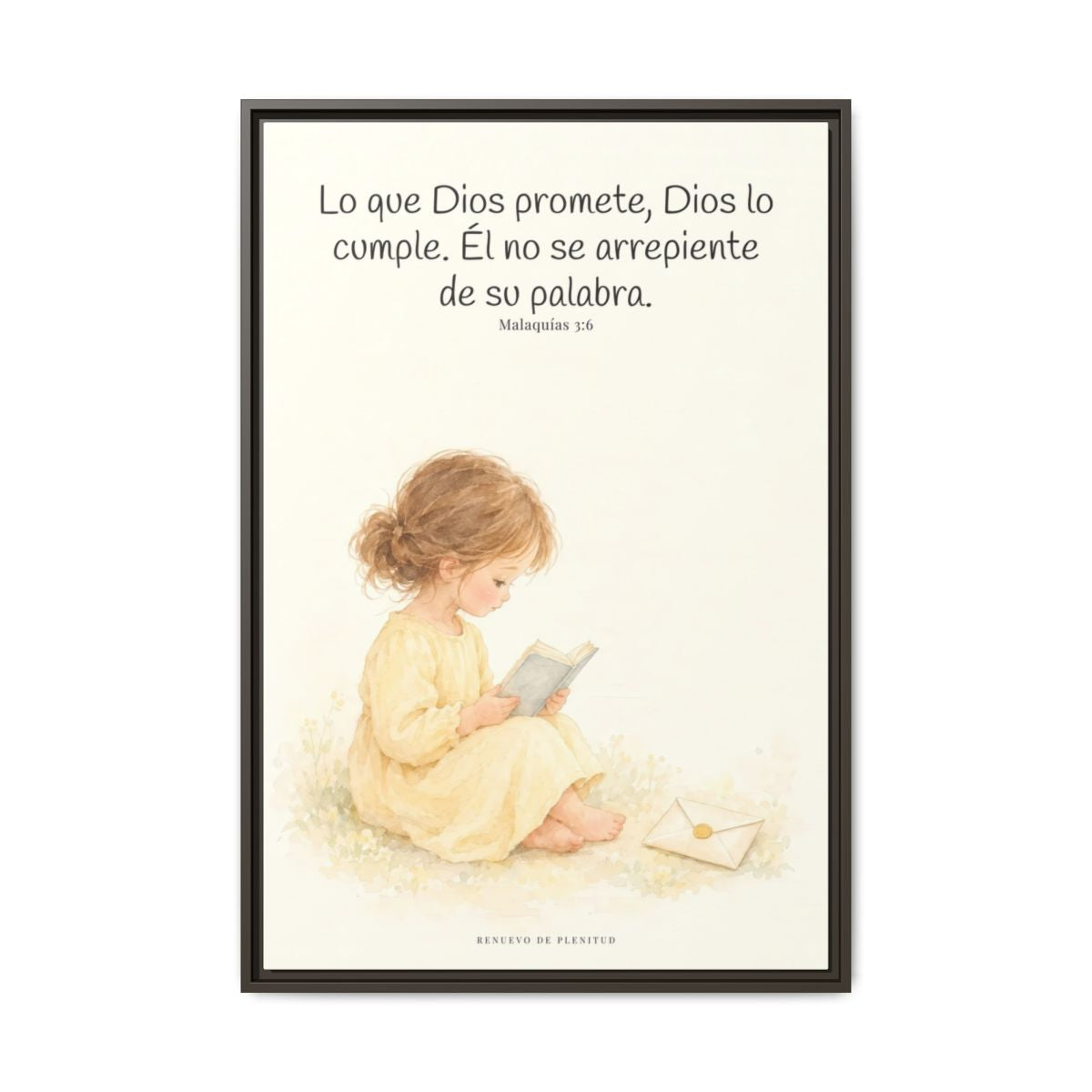 Jehová es el Dios que mantiene su palabra — Lienzo Cristiano Enmarcado | Malaquías 3:6 — 24×36 pulgadas, marco espresso, vista frontal