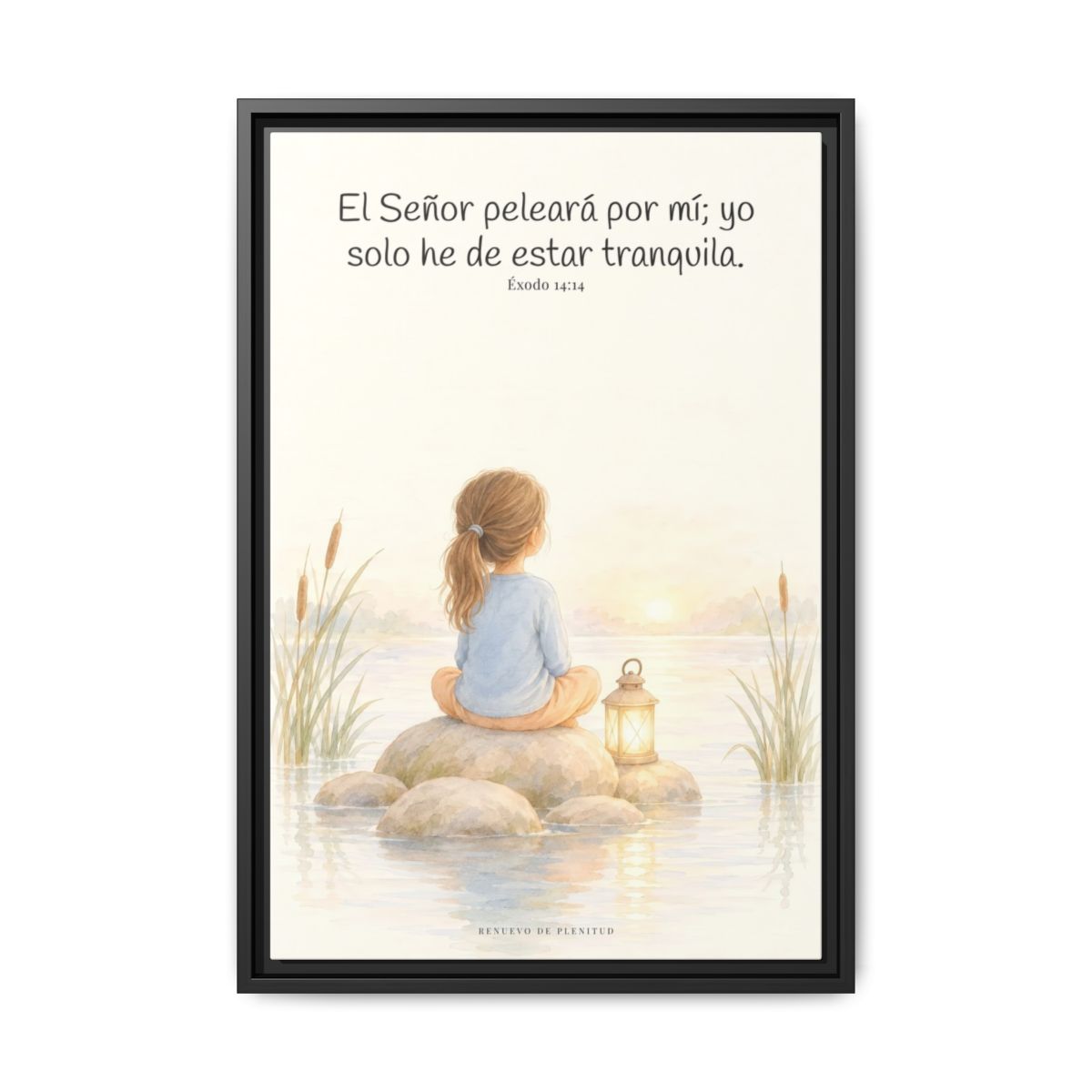 Jehová peleará por mí — Lienzo Cristiano Enmarcado | Éxodo 14:14 — 16×24 pulgadas, marco negro, vista frontal