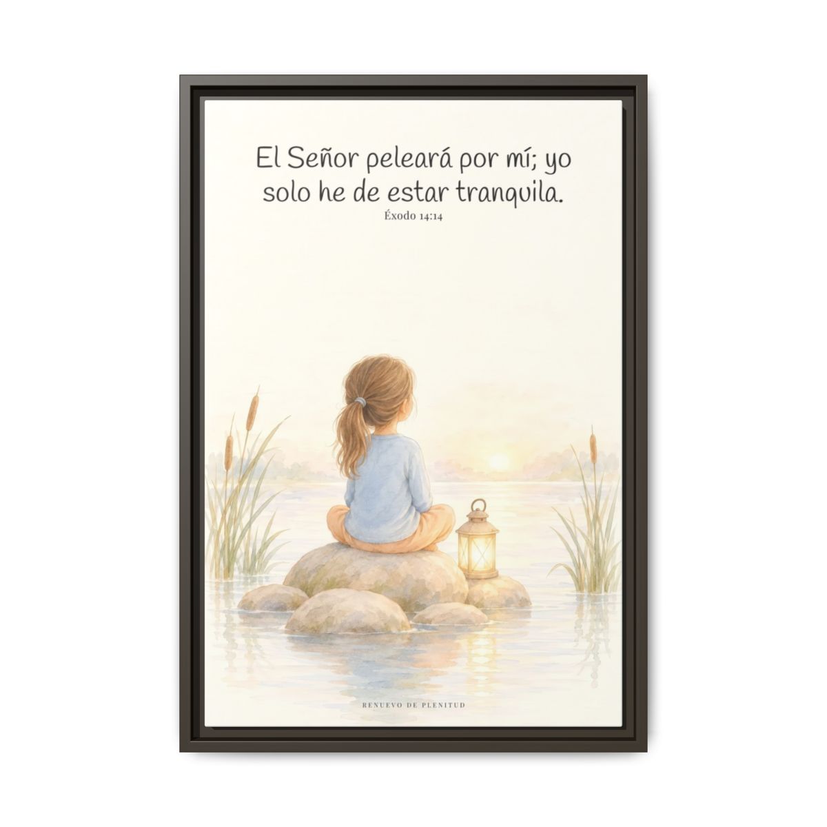 Jehová peleará por mí — Lienzo Cristiano Enmarcado | Éxodo 14:14 — 16×24 pulgadas, marco espresso, vista frontal