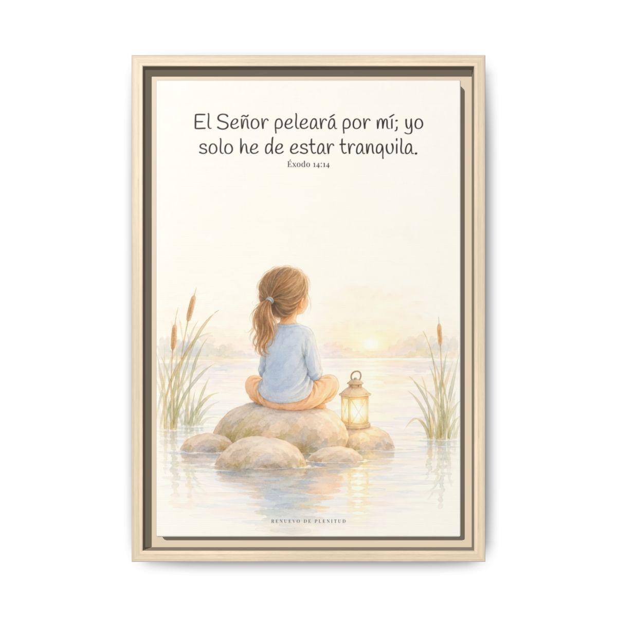 Jehová peleará por mí — Lienzo Cristiano Enmarcado | Éxodo 14:14 — 12×18 pulgadas, marco natural, vista frontal