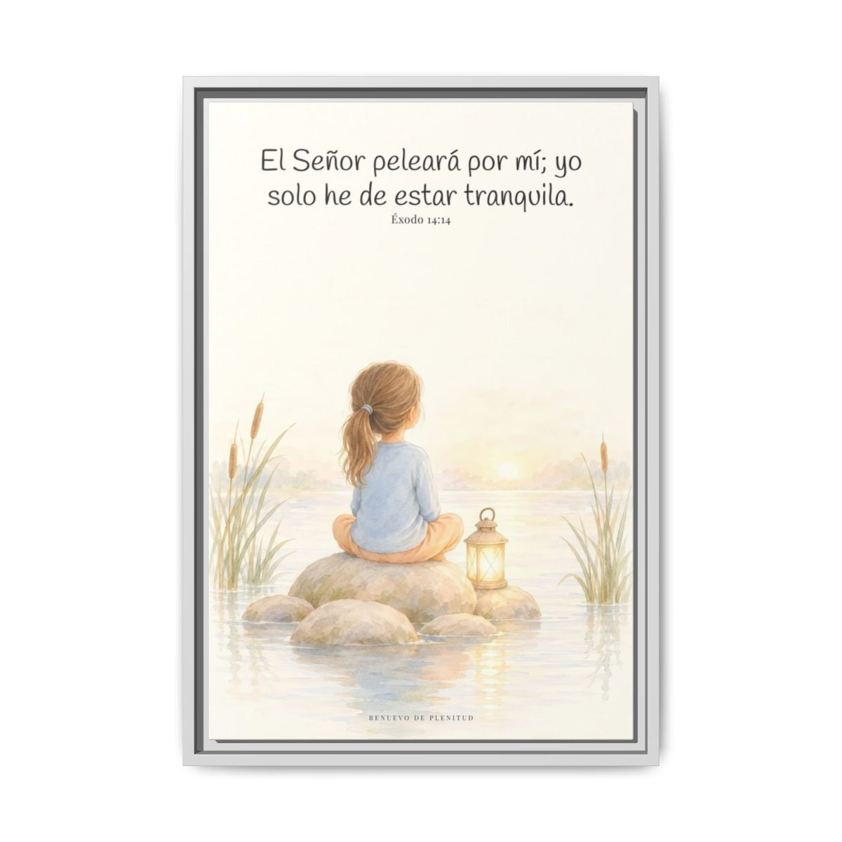 Jehová peleará por mí — Lienzo Cristiano Enmarcado | Éxodo 14:14 — 16×24 pulgadas, marco blanco, vista frontal