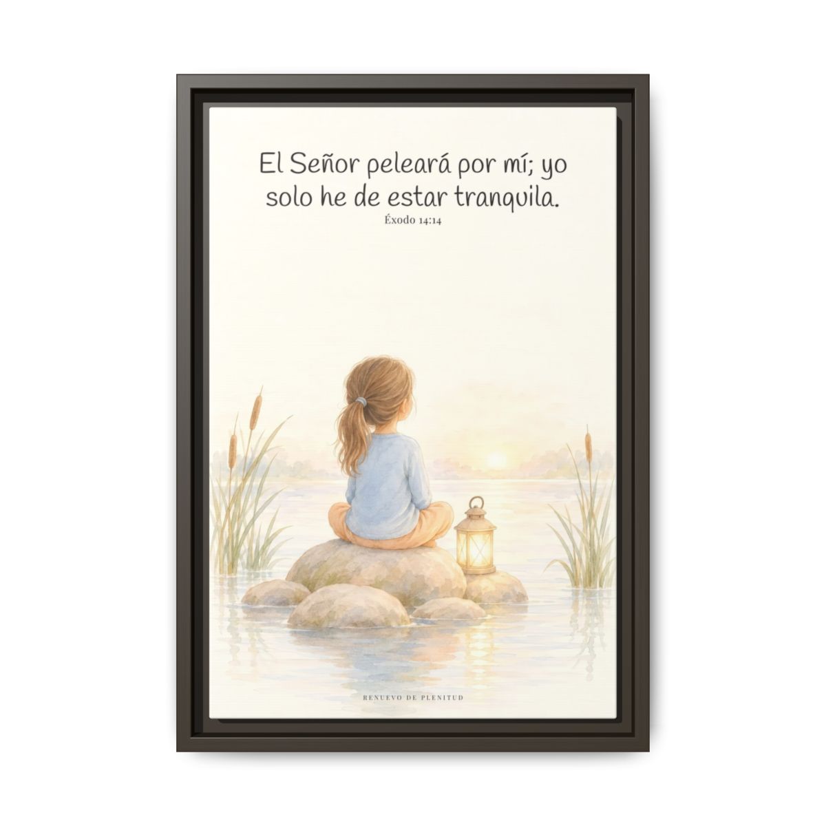 Jehová peleará por mí — Lienzo Cristiano Enmarcado | Éxodo 14:14 — 12×18 pulgadas, marco espresso, vista frontal