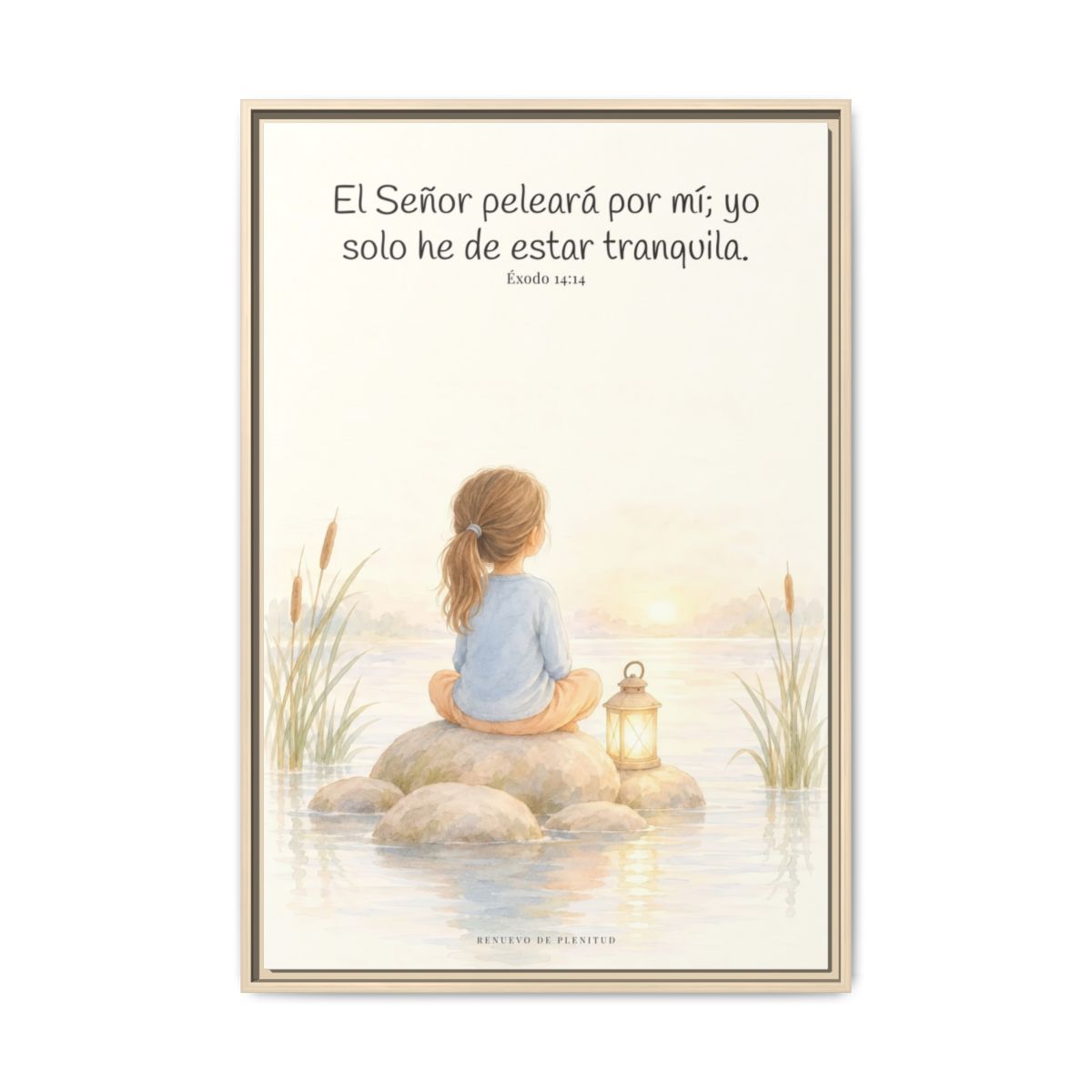 Jehová peleará por mí — Lienzo Cristiano Enmarcado | Éxodo 14:14 — 24×36 pulgadas, marco natural, vista frontal