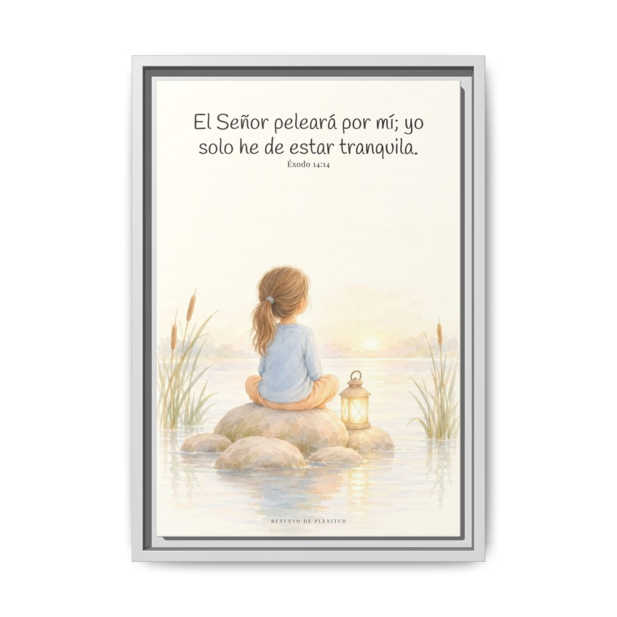 Jehová peleará por mí — Lienzo Cristiano Enmarcado | Éxodo 14:14 — 12×18 pulgadas, marco blanco, vista frontal