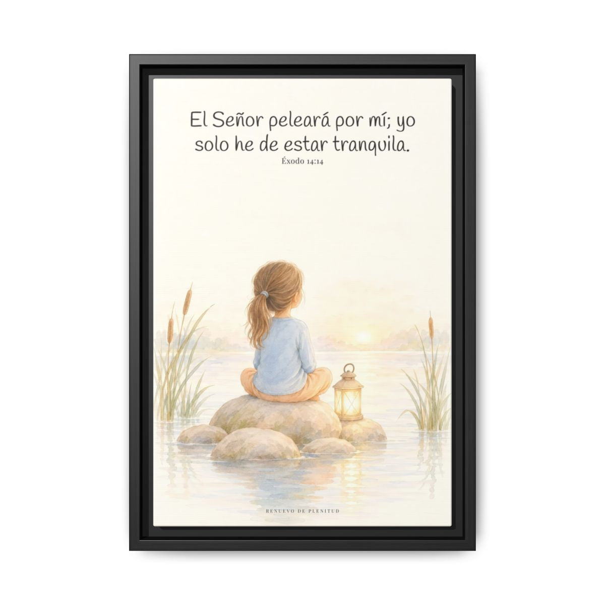 Jehová peleará por mí — Lienzo Cristiano Enmarcado | Éxodo 14:14 — 12×18 pulgadas, marco negro, vista frontal