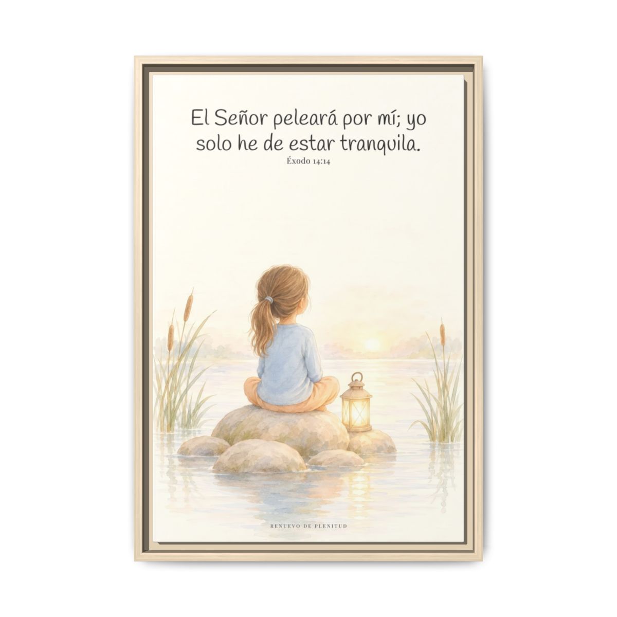 Jehová peleará por mí — Lienzo Cristiano Enmarcado | Éxodo 14:14 — 16×24 pulgadas, marco natural, vista frontal