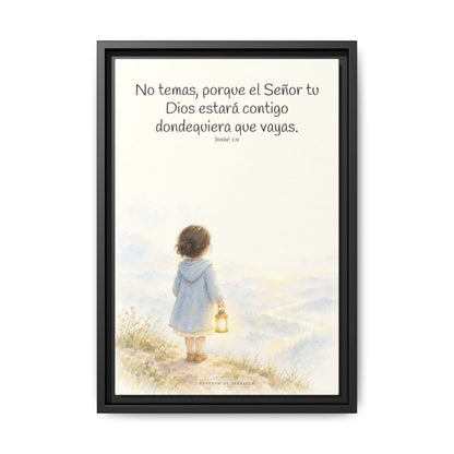 Jehová tu Dios estará contigo — Lienzo Cristiano Enmarcado | Josué 1:9 — 12×18 pulgadas, marco negro, vista frontal