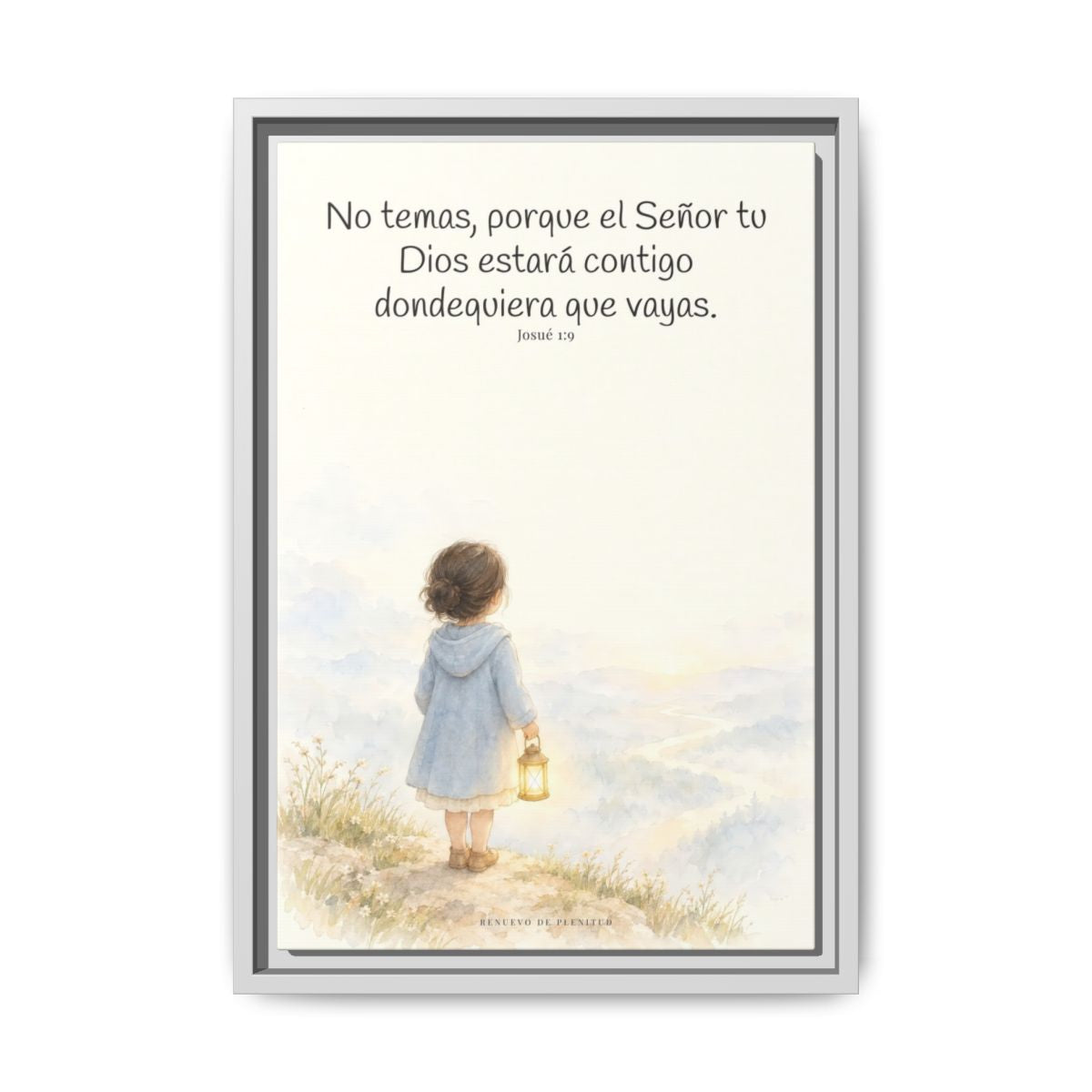 Jehová tu Dios estará contigo — Lienzo Cristiano Enmarcado | Josué 1:9 — 12×18 pulgadas, marco blanco, vista frontal