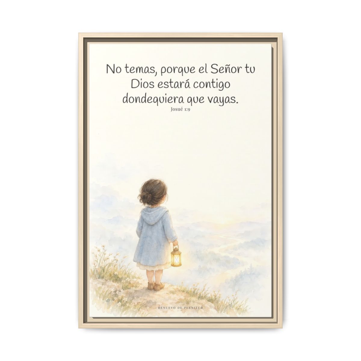 Jehová tu Dios estará contigo — Lienzo Cristiano Enmarcado | Josué 1:9 — 16×24 pulgadas, marco natural, vista frontal