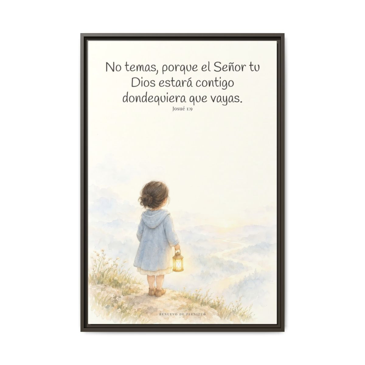 Jehová tu Dios estará contigo — Lienzo Cristiano Enmarcado | Josué 1:9 — 24×36 pulgadas, marco espresso, vista frontal