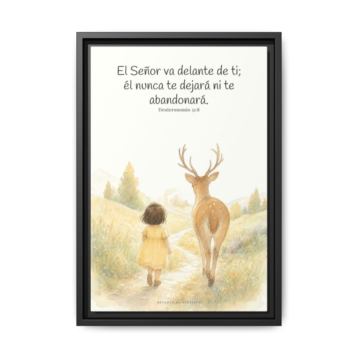 Jehová va delante de ti — Lienzo Cristiano Enmarcado | Deuteronomio 31:8 — 12×18 pulgadas, marco negro, vista frontal