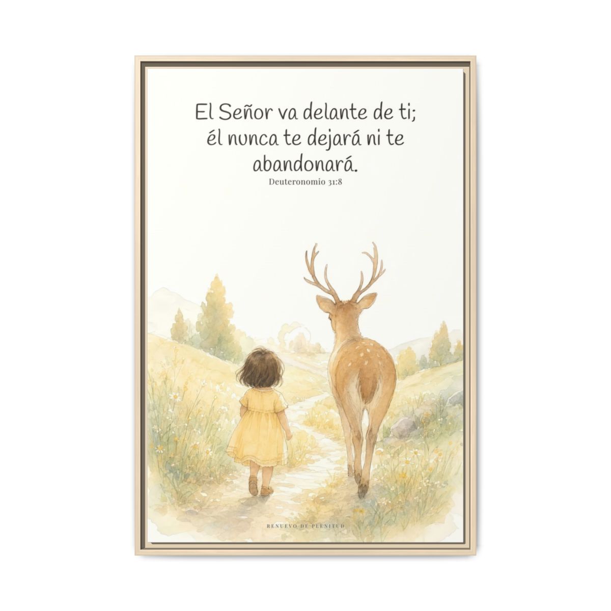 Jehová va delante de ti — Lienzo Cristiano Enmarcado | Deuteronomio 31:8 — 24×36 pulgadas, marco natural, vista frontal
