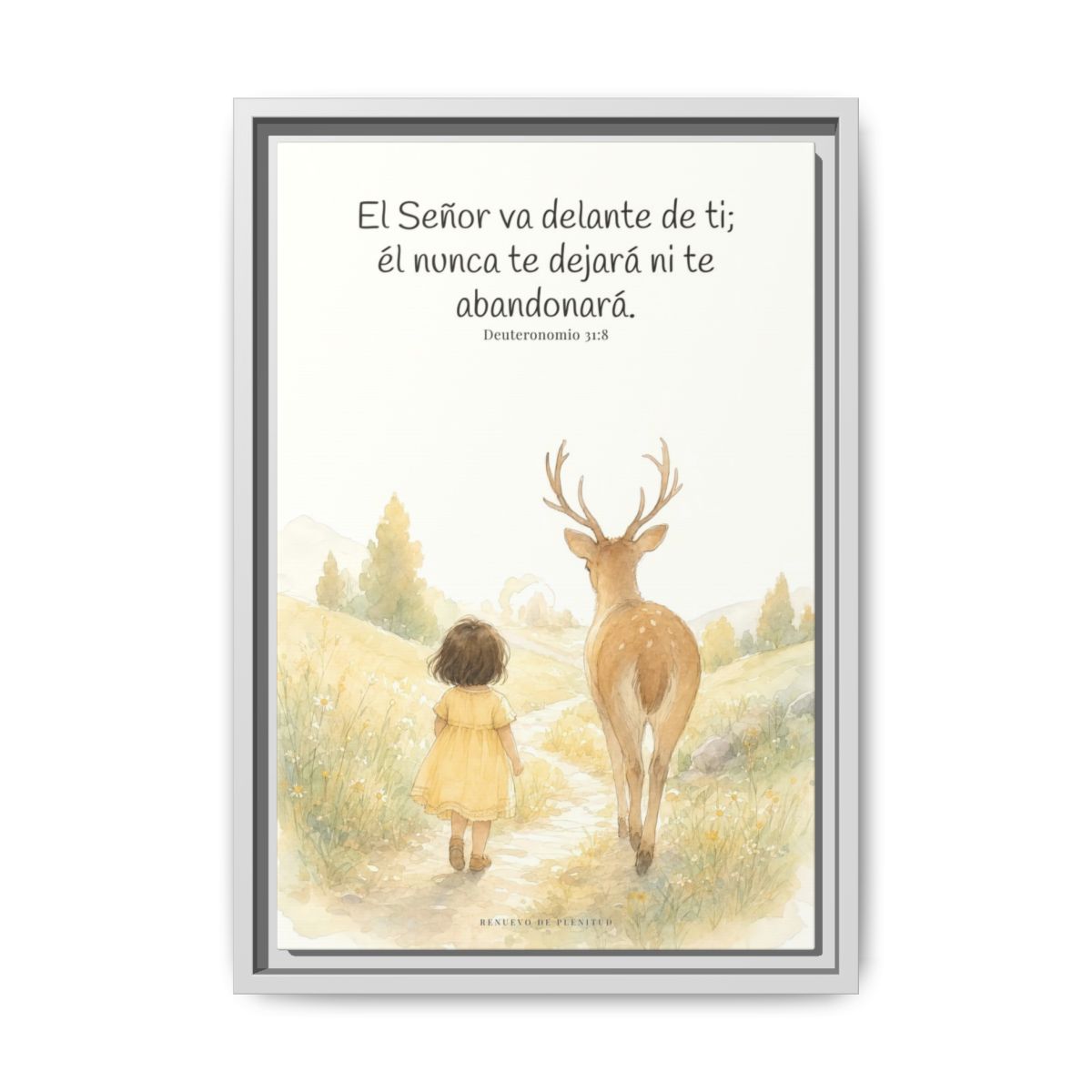 Jehová va delante de ti — Lienzo Cristiano Enmarcado | Deuteronomio 31:8 — 12×18 pulgadas, marco blanco, vista frontal