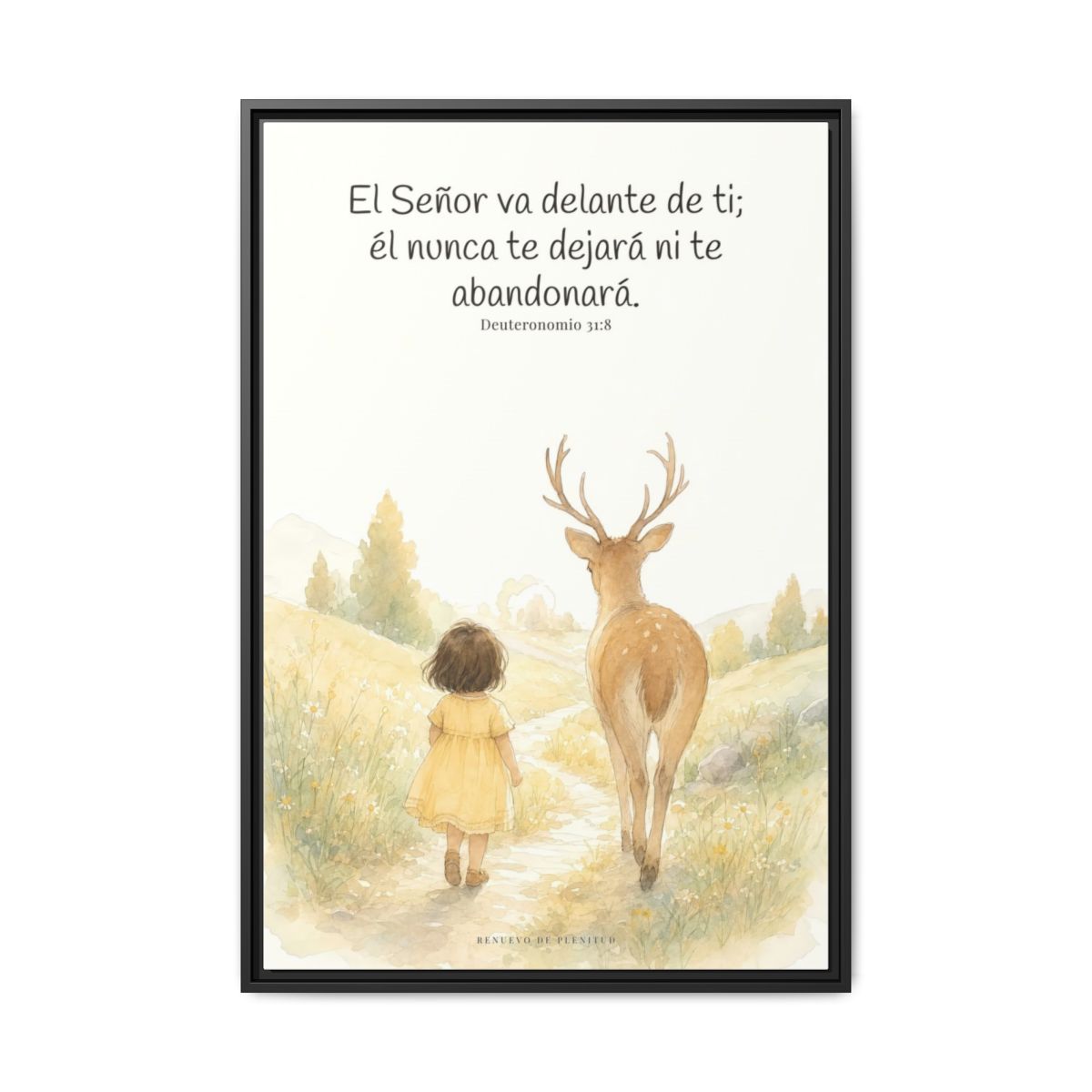 Jehová va delante de ti — Lienzo Cristiano Enmarcado | Deuteronomio 31:8 — 24×36 pulgadas, marco negro, vista frontal