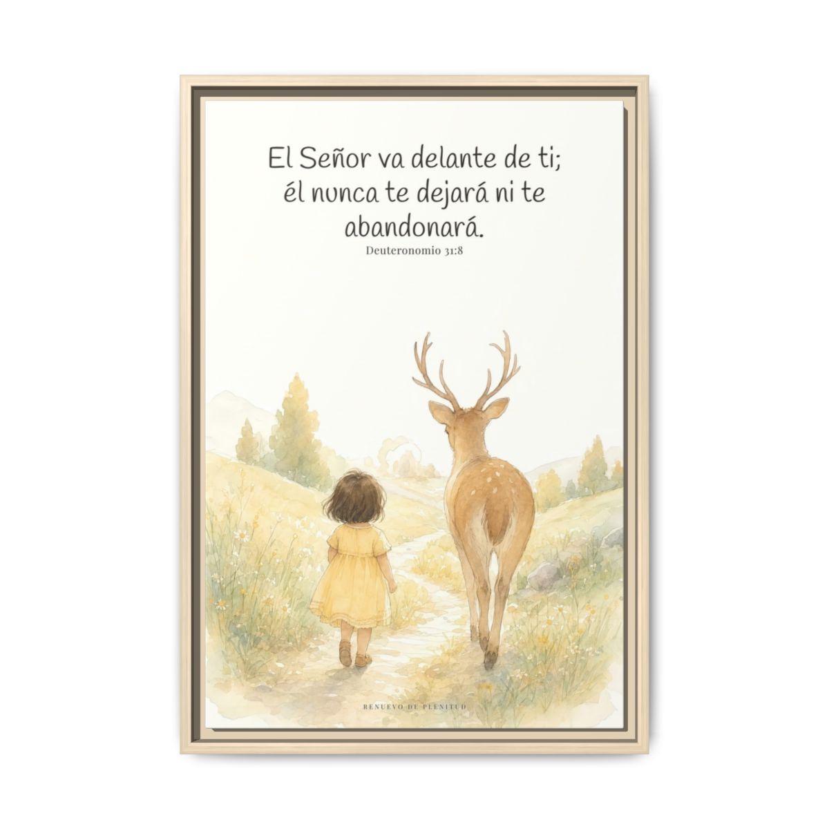 Jehová va delante de ti — Lienzo Cristiano Enmarcado | Deuteronomio 31:8 — 16×24 pulgadas, marco natural, vista frontal