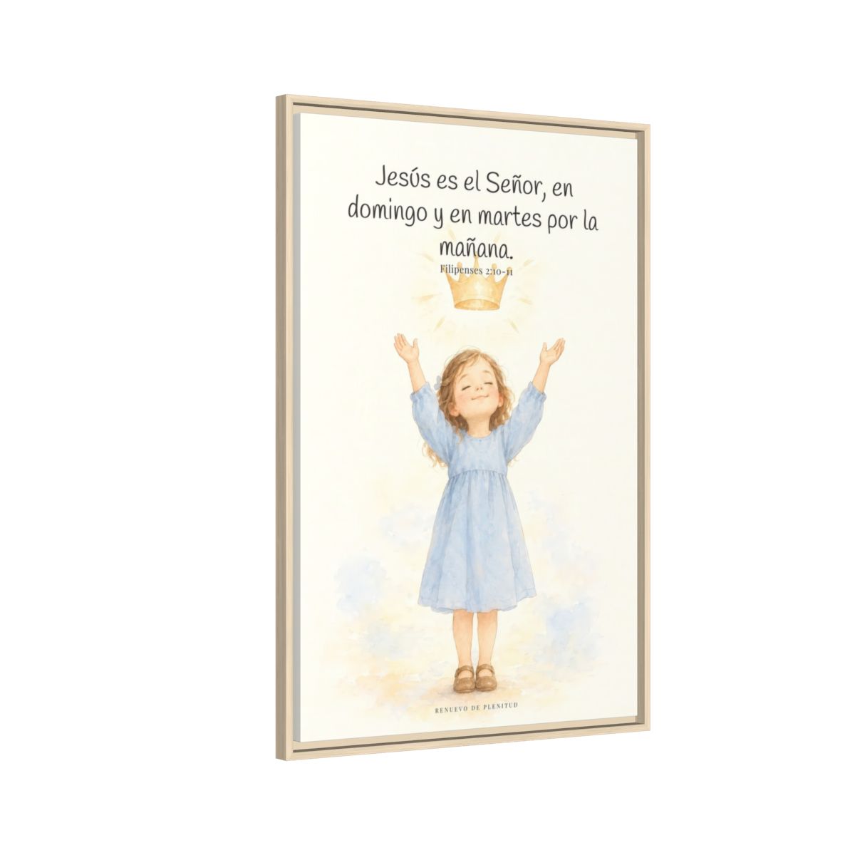 Jesús es el Señor — Lienzo Cristiano Enmarcado | Filipenses 2:10-11 — 24×36 pulgadas, marco natural, vista lateral del marco flotante
