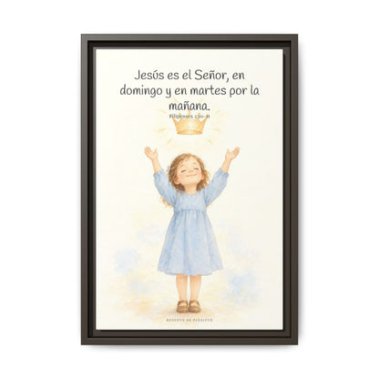 Jesús es el Señor — Lienzo Cristiano Enmarcado | Filipenses 2:10-11 — 12×18 pulgadas, marco espresso, vista frontal