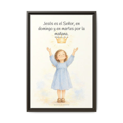 Jesús es el Señor — Lienzo Cristiano Enmarcado | Filipenses 2:10-11 — 16×24 pulgadas, marco espresso, vista frontal