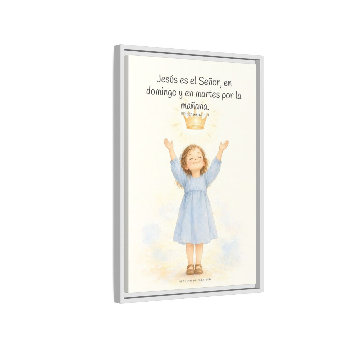Jesús es el Señor — Lienzo Cristiano Enmarcado | Filipenses 2:10-11 — 16×24 pulgadas, marco blanco, vista lateral del marco flotante