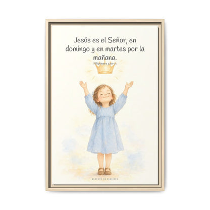 Jesús es el Señor — Lienzo Cristiano Enmarcado | Filipenses 2:10-11 — 16×24 pulgadas, marco natural, vista frontal
