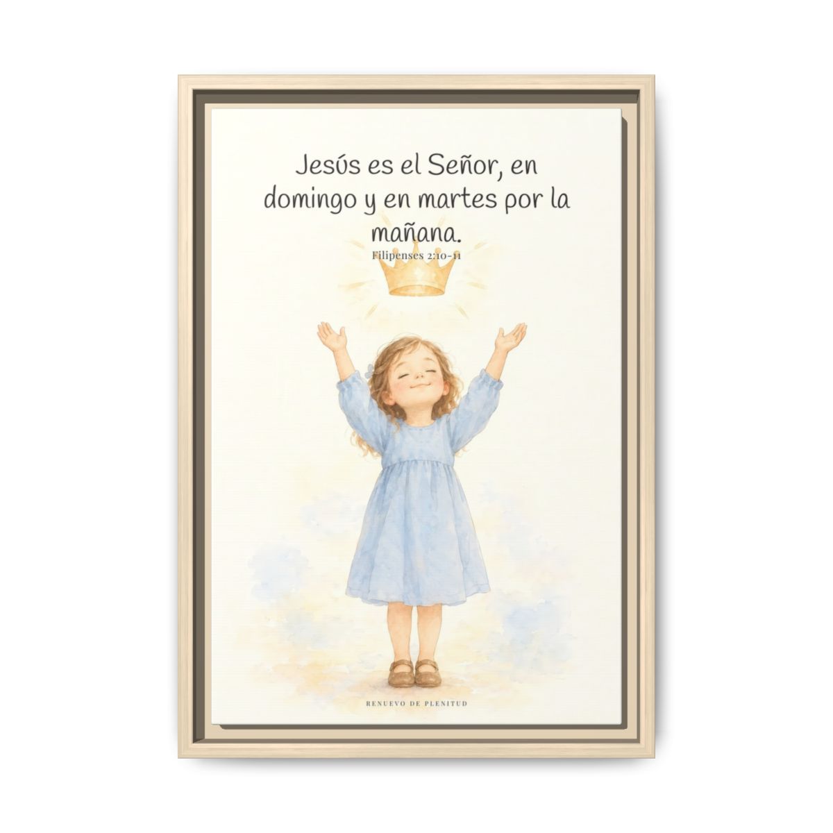 Jesús es el Señor — Lienzo Cristiano Enmarcado | Filipenses 2:10-11 — 12×18 pulgadas, marco natural, vista frontal