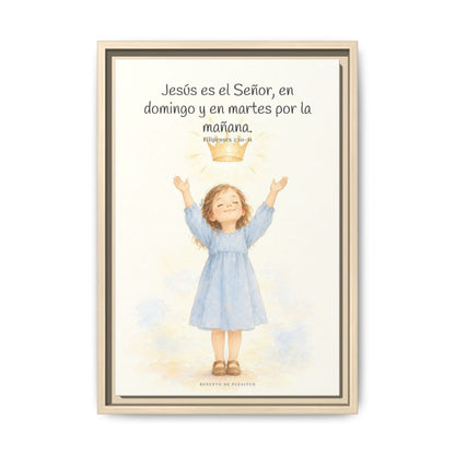 Jesús es el Señor — Lienzo Cristiano Enmarcado | Filipenses 2:10-11 — 12×18 pulgadas, marco natural, vista frontal
