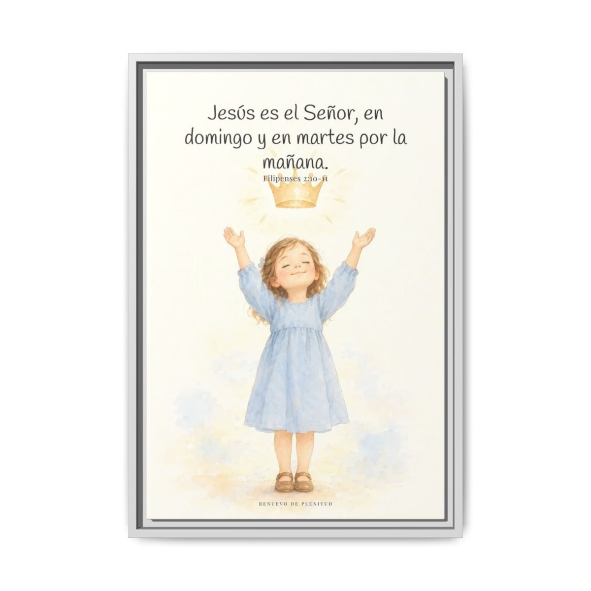Jesús es el Señor — Lienzo Cristiano Enmarcado | Filipenses 2:10-11 — 16×24 pulgadas, marco blanco, vista frontal