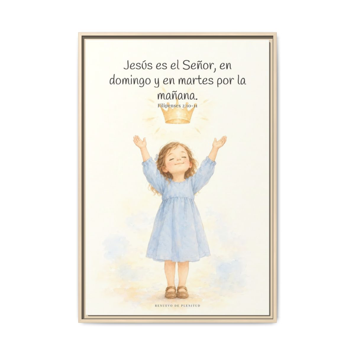 Jesús es el Señor — Lienzo Cristiano Enmarcado | Filipenses 2:10-11 — 24×36 pulgadas, marco natural, vista frontal