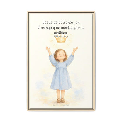 Jesús es el Señor — Lienzo Cristiano Enmarcado | Filipenses 2:10-11 — 24×36 pulgadas, marco natural, vista frontal