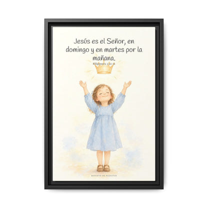 Jesús es el Señor — Lienzo Cristiano Enmarcado | Filipenses 2:10-11 — 12×18 pulgadas, marco negro, vista frontal