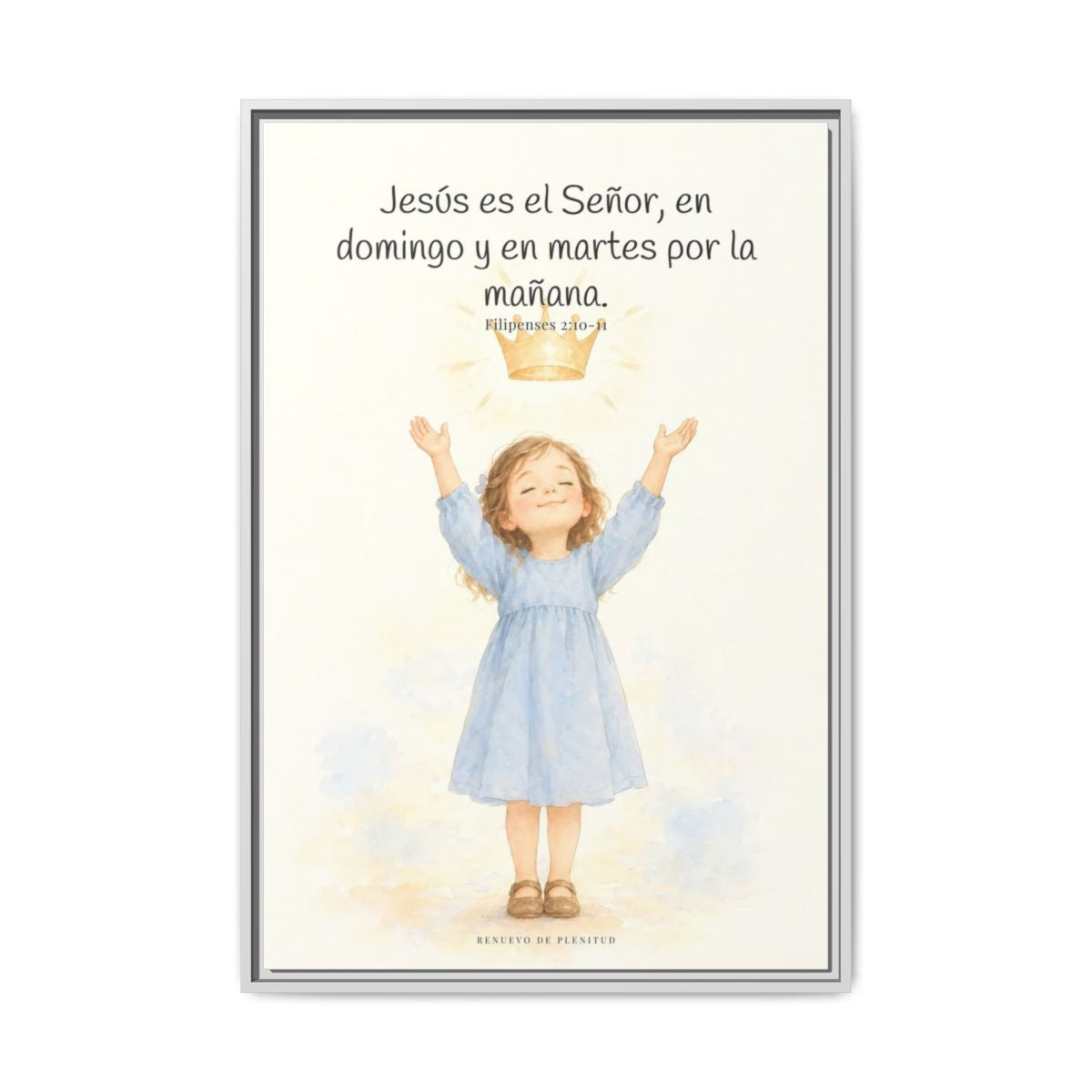 Jesús es el Señor — Lienzo Cristiano Enmarcado | Filipenses 2:10-11 — 24×36 pulgadas, marco blanco, vista frontal