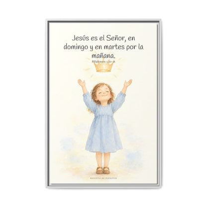 Jesús es el Señor — Lienzo Cristiano Enmarcado | Filipenses 2:10-11 — 24×36 pulgadas, marco blanco, vista frontal
