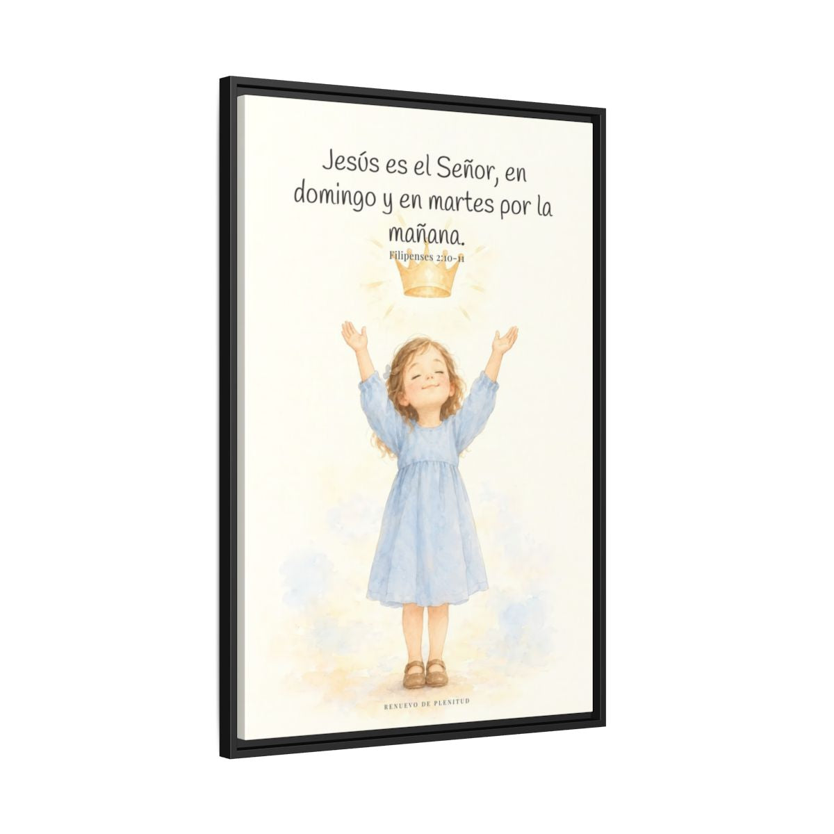 Jesús es el Señor — Lienzo Cristiano Enmarcado | Filipenses 2:10-11 — 24×36 pulgadas, marco negro, vista lateral del marco flotante