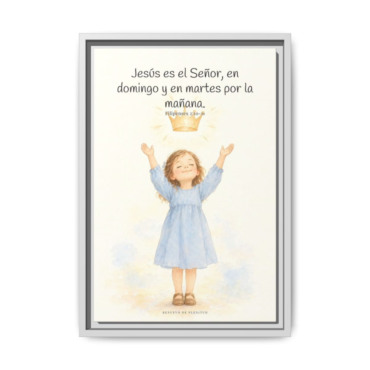 Jesús es el Señor — Lienzo Cristiano Enmarcado | Filipenses 2:10-11 — 12×18 pulgadas, marco blanco, vista frontal