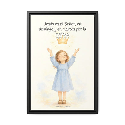 Jesús es el Señor — Lienzo Cristiano Enmarcado | Filipenses 2:10-11 — 16×24 pulgadas, marco negro, vista frontal
